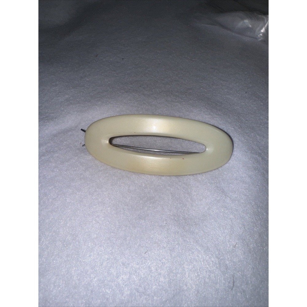 Women's Hair Barrette Classic Oval Cream Ivory Black‎ Made in USA Goody